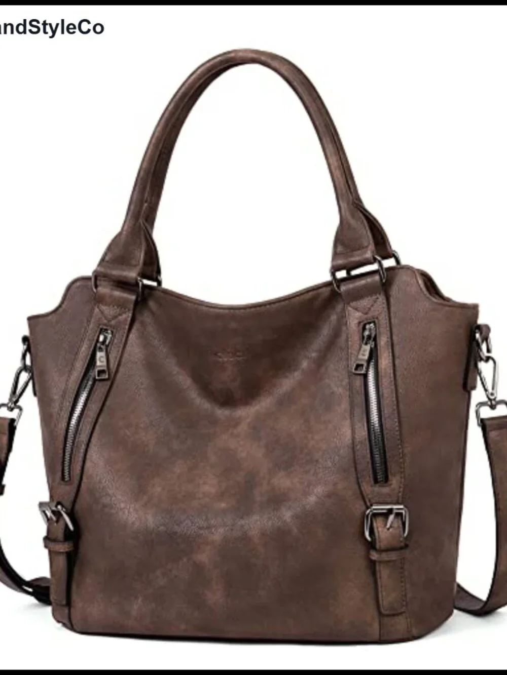 Large Vegan Leather Hobo Bag with Multiple Pockets Handbag Shoulder Crossbody